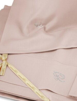 Completo Lenzuola Lory Blumarine in Raso Di Cotone Argilla