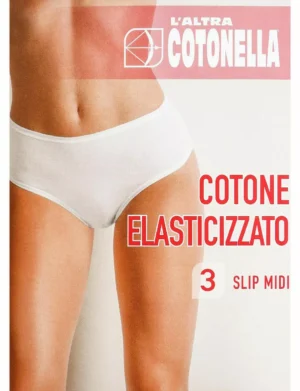 slip Midi da donna COTONELLA 3940 cotone elasticizzato vita PACCO DA 3